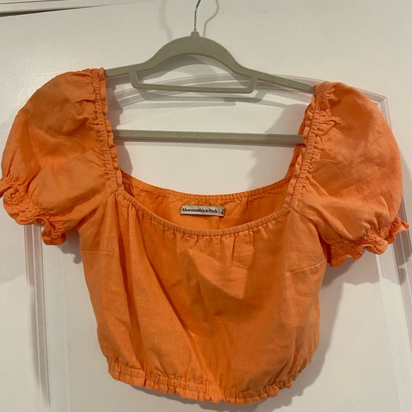 Women’s Abercrombie & Fitch Linen Puff Sleeve Crop Top size XS - Picture 2 of 3